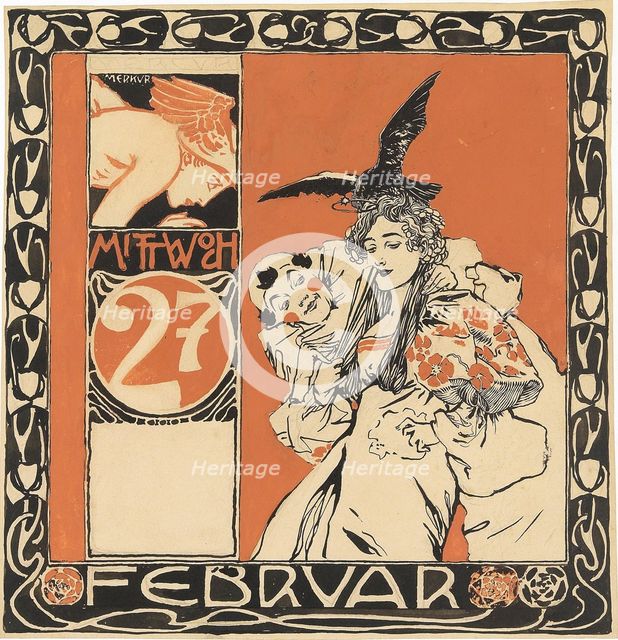 Calendar sheet: Wednesday 27th February. Creator: Moser, Koloman (1868-1918).