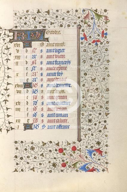 Calendar Page; Book of Hours, about 1415-1420. Creator: Unknown.
