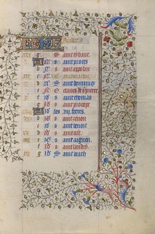 Calendar Page; Book of Hours, about 1415-1420. Creator: Unknown