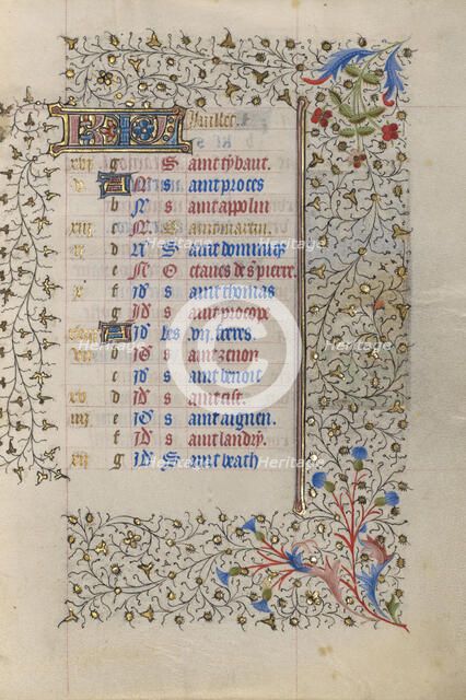 Calendar Page; Book of Hours, about 1415-1420. Creator: Unknown.