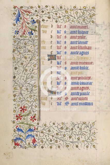 Calendar Page; Book of Hours, about 1415-1420. Creator: Unknown.