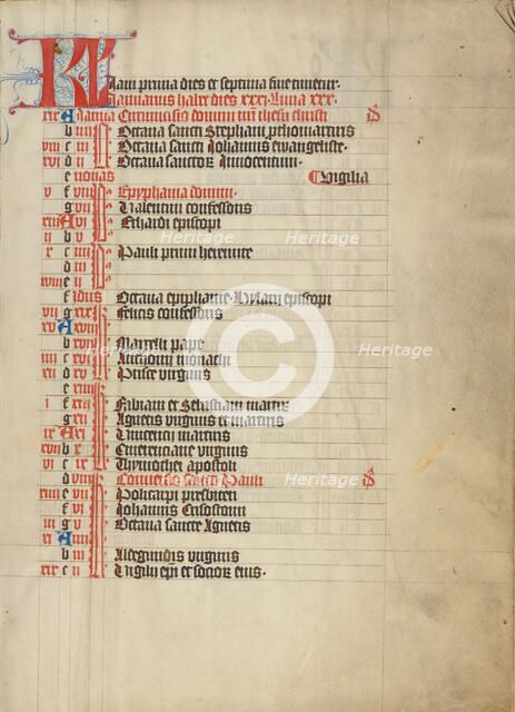 Calendar Page; Collegium Ducale, about 1420-1430. Creator: Unknown.