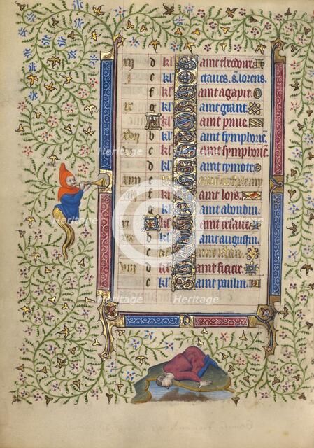 Calendar Page for August continued; Book of Hours, about 1410. Creator: Unknown.