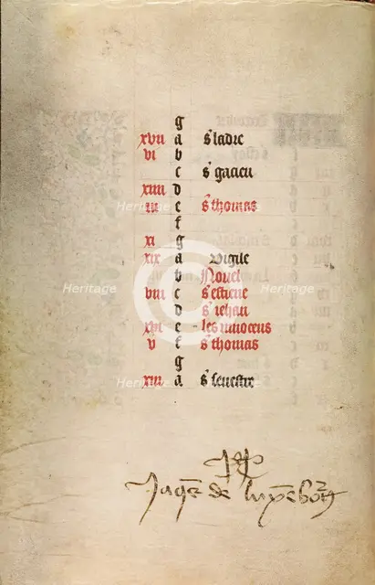 Calendar Page for December (continued); Book of Hours, about 1466-1470. Creator: Master of Jacques of Luxembourg.