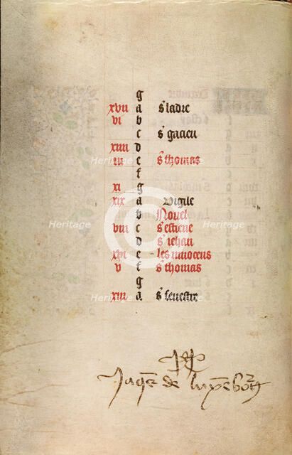 Calendar Page for December (continued); Book of Hours, about 1466-1470. Creator: Master of Jacques of Luxembourg.