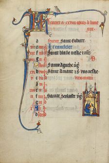 Calendar Page for February; Keeping Warm; Ruskin Hours, about 1300. Creator: Unknown