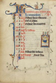 Calendar Page for January: Feasting: Janus; Ruskin Hours, about 1300. Creator: Unknown