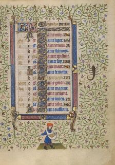 Calendar Page for October: Sowing: Scorpio; Book of Hours, about 1410. Creator: Unknown