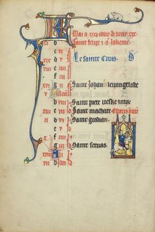 Calendar Page for May; Hawking; Ruskin Hours, about 1300. Creator: Unknown