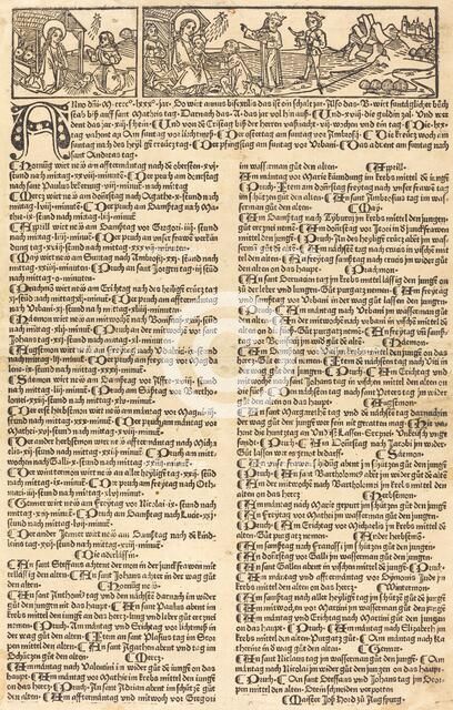 Calendar with the Nativity and Adoration, 1475. Creator: Unknown.