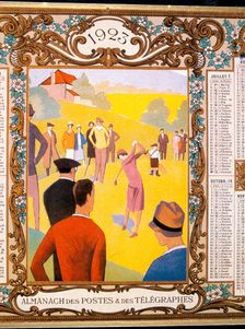 Calendar with a golfing theme, French, 1923. Creator: Unknown