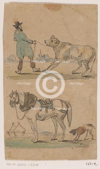 Calf and horse, 1849. Creator: Johannes Tavenraat.