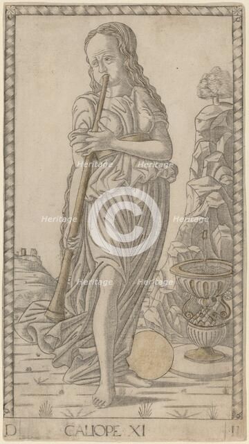 Caliope (Calliope), c. 1465. Creator: Master of the E-Series Tarocchi.