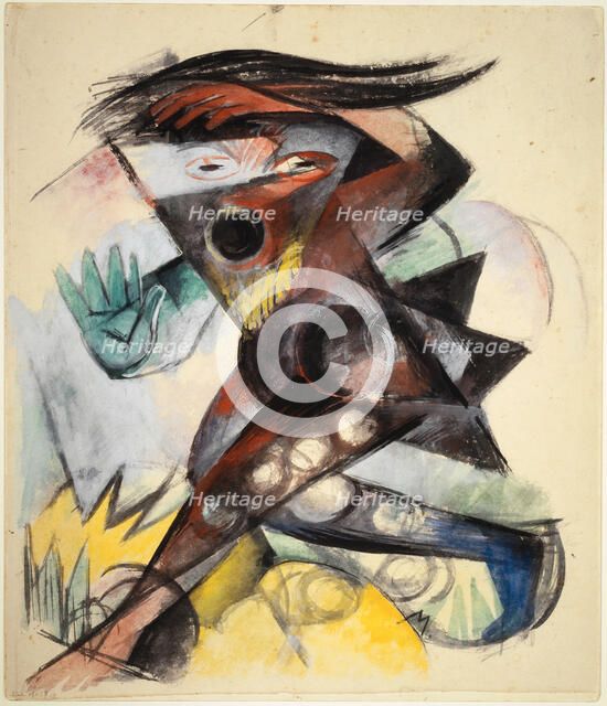 Caliban. Figure for "The Tempest" by William Shakespeare , 1914. Creator: Marc, Franz (1880-1916).