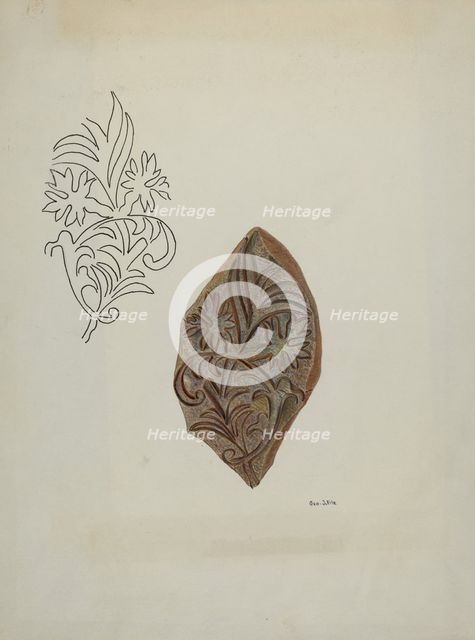 Calico Printing Block, c. 1941. Creator: George File.