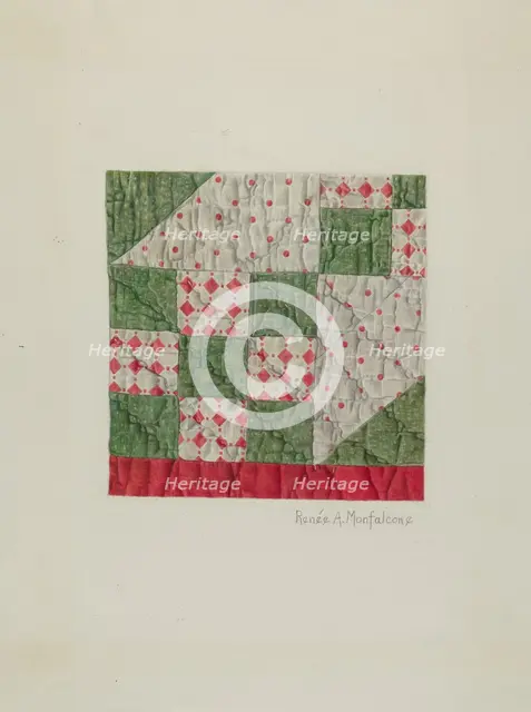 Calico Quilt (Patchwork), c. 1942. Creator: Renee A. Monfalcone.