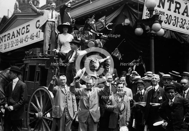 California delegates cheering on stagecoach at the 1912 Republican National Conv... June 18-22, 1912 Creator: Bain News Service.