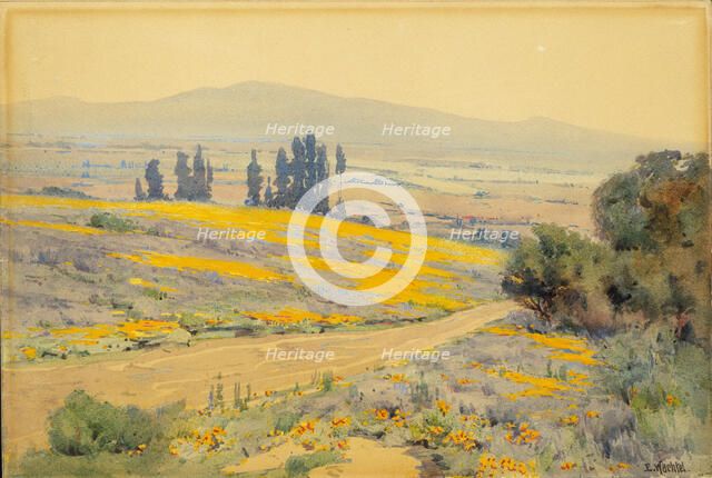 California Spring Landscape, ca. 1920. Creator: Elmer Wachtel.