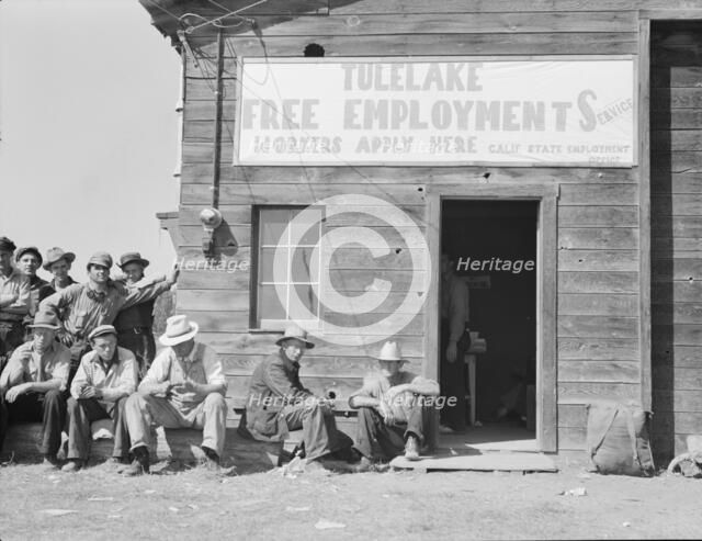 California State Employment Service office, Tulelake, Siskiyou County, California, 1939. Creator: Dorothea Lange.