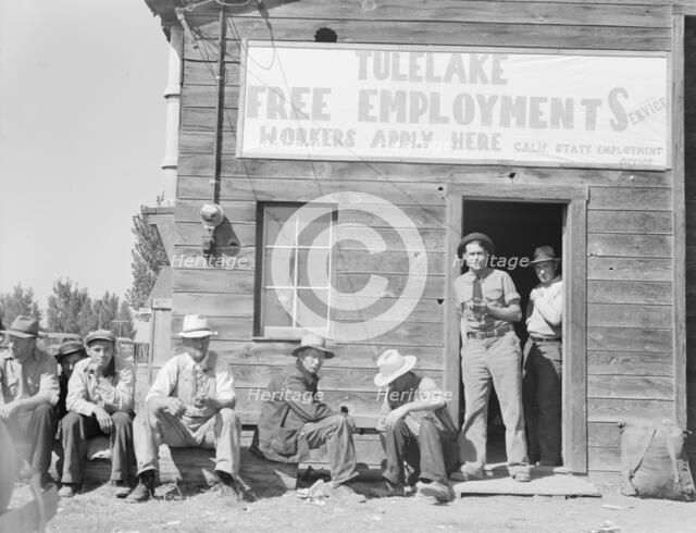 California State Employment Service office, Tulelake, Siskiyou County, California, 1939. Creator: Dorothea Lange.