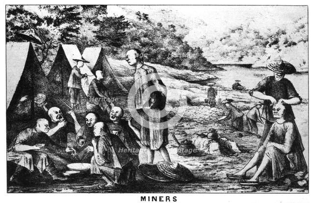 Californian gold miners, 19th century (1937).Artist: Britton & Rey