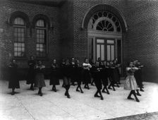 Calisthenics or dance class, outdoors, 3rd Division, (1899?). Creator: Frances Benjamin Johnston