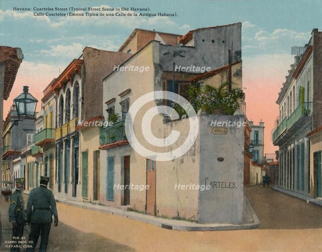 Calle Cuarteles, typical street scene in Old Havana, Cuba, c1920. Artist: Unknown.