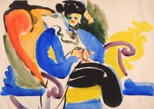Calligraphic #2 Woman on Chair, 1914-1918. Creator: Henry Lyman Saÿen