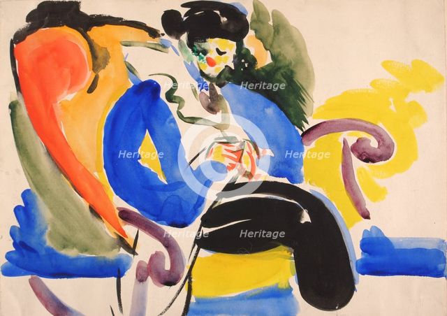 Calligraphic #2 Woman on Chair, 1914-1918. Creator: Henry Lyman Saÿen.