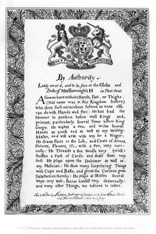 Calligraphic exhibition bill of Matthew Buchinger, Dwarf of Nurnburg 1717, (1840). Artist: Matthew Buchinger
