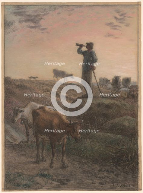Calling Home the Cows, c. 1866. Creator: Jean Francois Millet.
