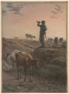 Calling Home the Cows, c. 1866. Creator: Jean Francois Millet