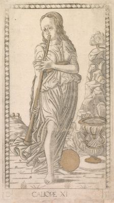 Calliope (from the Tarocchi series D: Apollo and the Muses, #11), before 1467. Creator: Master of the E-Series Tarocchi (Italian, 15th century)
