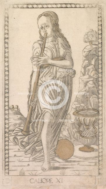 Calliope (from the Tarocchi series D: Apollo and the Muses, #11), before 1467. Creator: Master of the E-Series Tarocchi (Italian, 15th century).