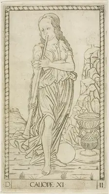 Calliope, plate eleven from Apollo and the Muses, c.1465. Creator: Unknown