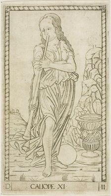 Calliope, plate eleven from Apollo and the Muses, c.1465. Creator: Unknown