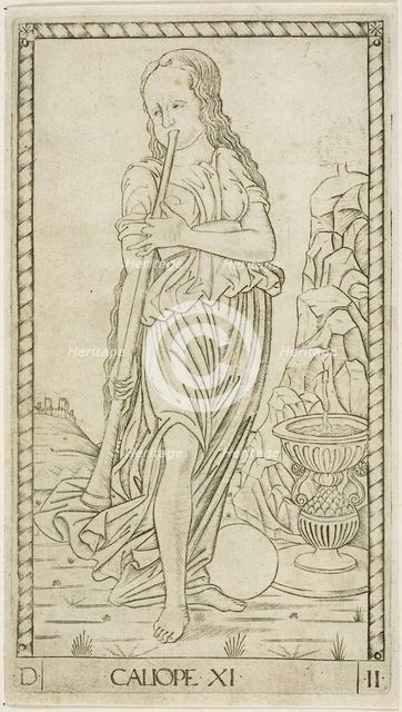 Calliope, plate eleven from Apollo and the Muses, c.1465. Creator: Unknown.