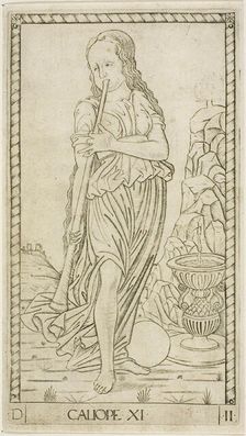 Calliope, plate eleven from Apollo and the Muses, c.1465. Creator: Unknown