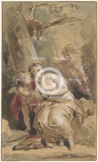 Callisto, Amor and Jupiter with the eagle, 1746. Creator: Jacob de Wit.