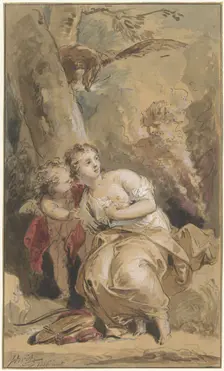 Callisto, Amor and Jupiter with the eagle, 1746. Creator: Jacob de Wit