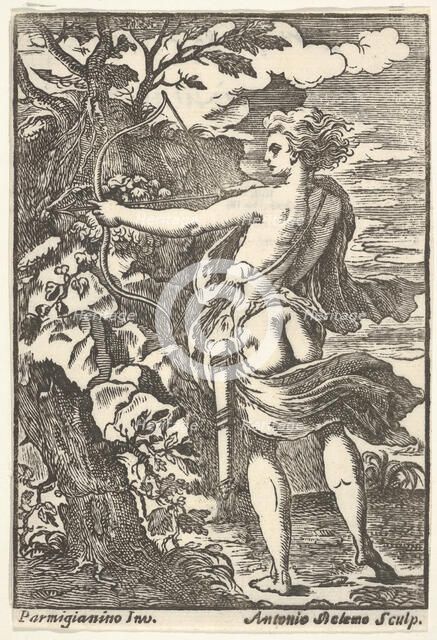 Callisto hunting with drawn bow, after Parmigianino), 1720-1740. Creator: Antonio Belemo.
