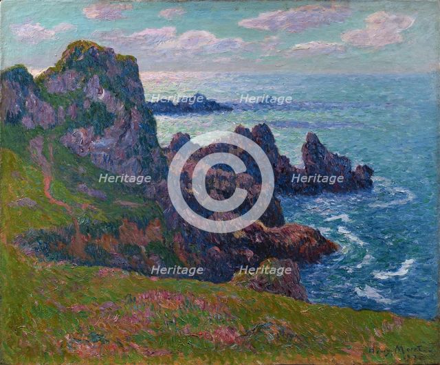 Calm weather, Coast at the Pointe de Pern, Ushant, 1894. Creator: Moret, Henry (1856-1913).