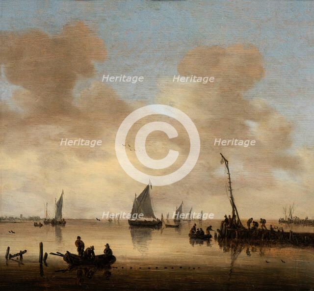 Calm Sea with Fishermen and Ships, 1650-1700. Creator: Jeronymus van Diest.