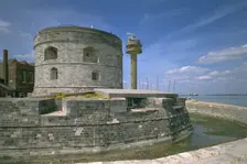 Calshot Castle and coastguard tower, Hampshire, 1995. Artist: J Bailey