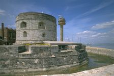 Calshot Castle and coastguard tower, Hampshire, 1995. Artist: J Bailey