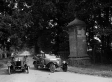 Calthorpe and Morris passing the Four Shire Stone, near Broadway, Worcestershire, c1920s. Artist: Bill Brunell