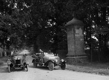 Calthorpe and Morris passing the Four Shire Stone, near Broadway, Worcestershire, c1920s. Artist: Bill Brunell