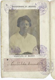 Caltilda Downes: Barbados Passport, 1917. Creator: Unknown