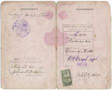 Caltilda Downes: Barbados Passport, interior, 1919. Creator: Unknown