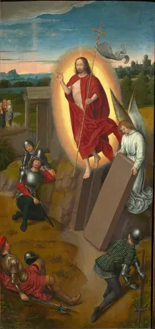 Calvary Triptych: The Resurrection, right wing, 1480s. Creator: Memling, Hans, (workshop of)